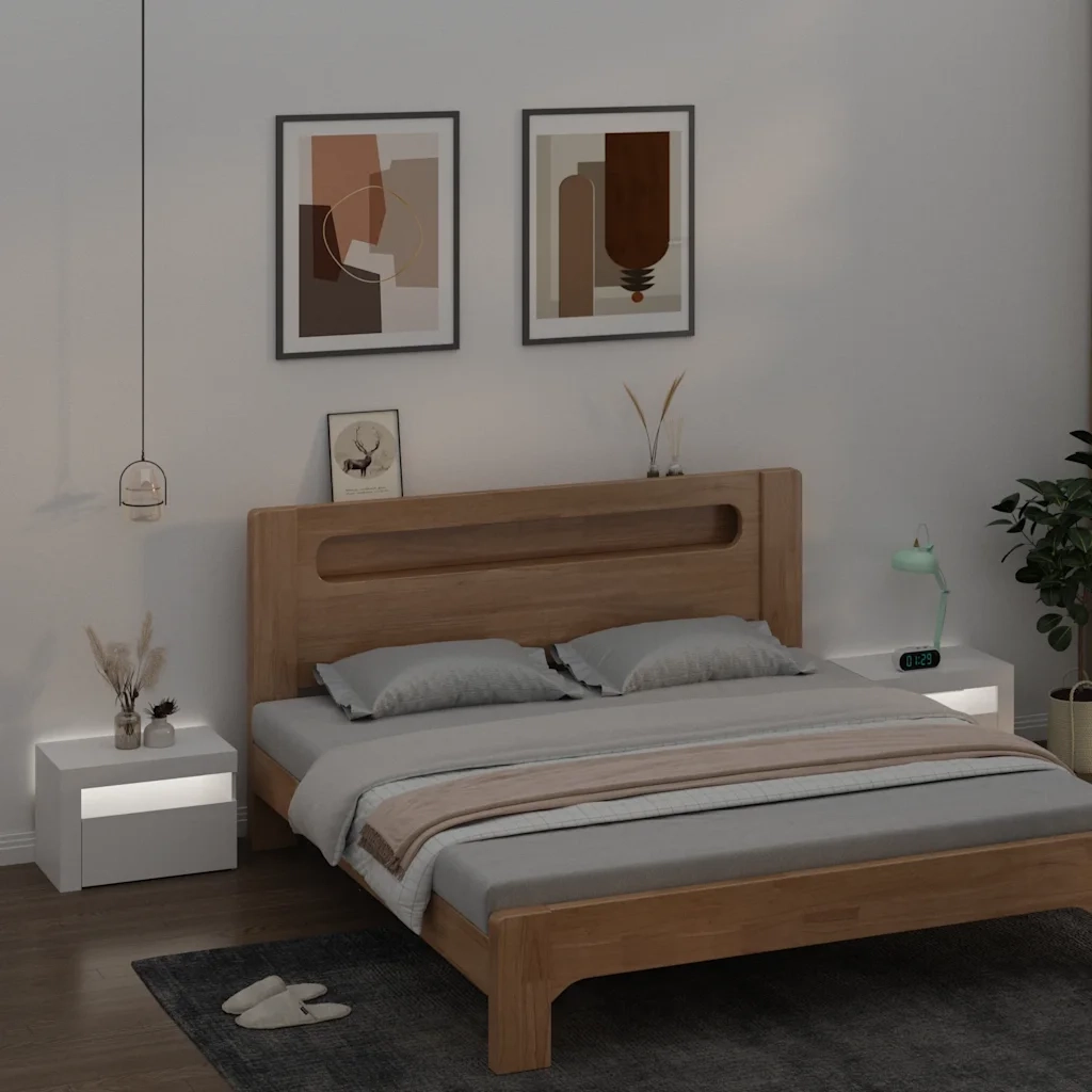 Comodini 2 pz con LED Bianchi 60x35x40 cm 3080734