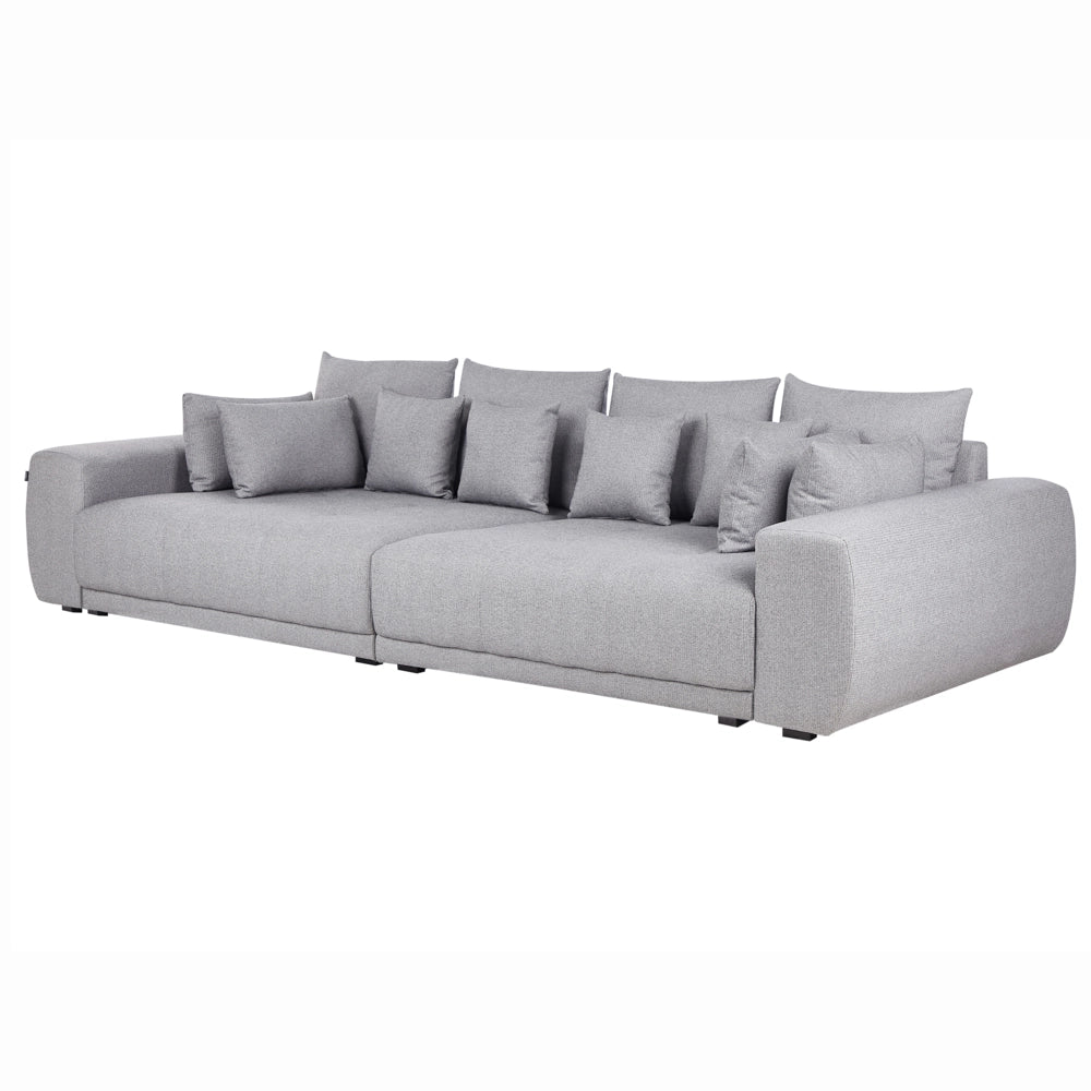 Divano con 8 cuscini grigio con rivestimento in tessuto 4 posti cuscino schienale