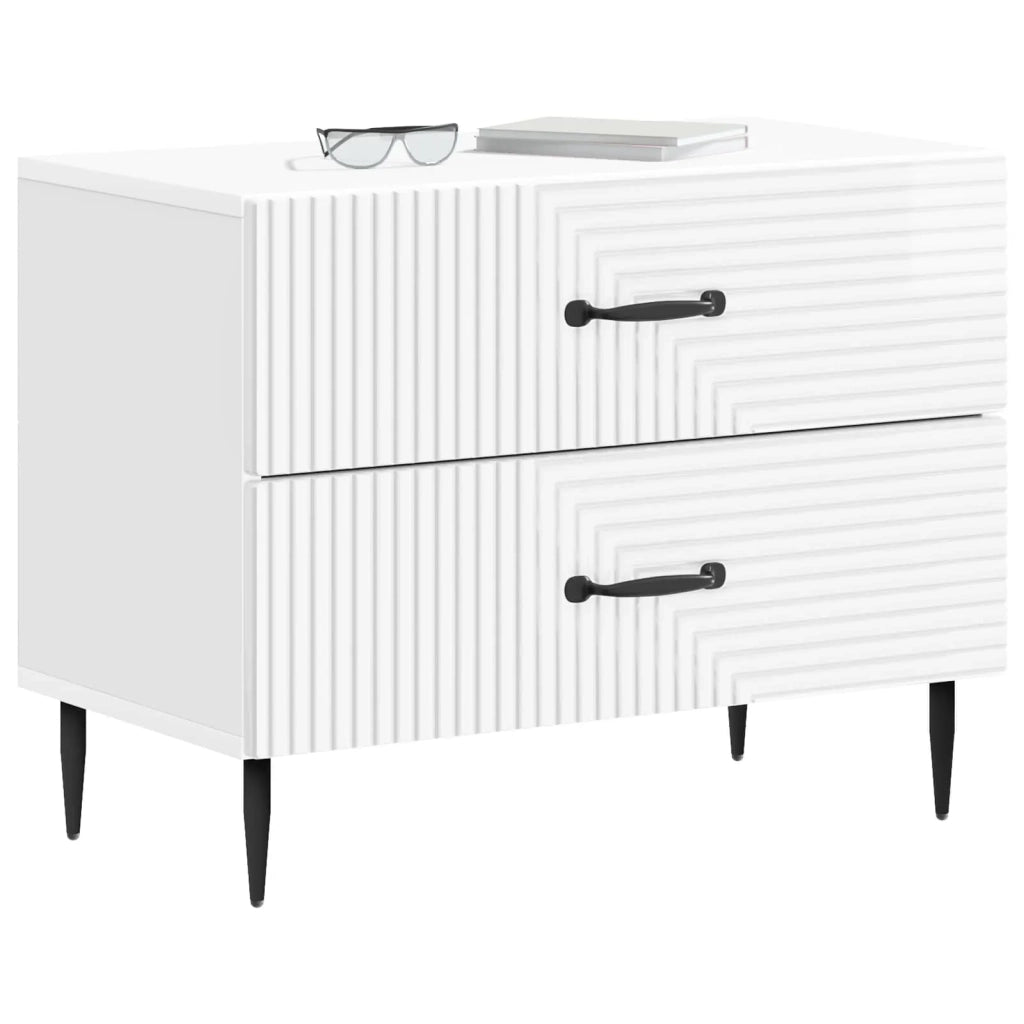 Armadio da Notte con cassetto Bianco Lucido 62 x 34,5 x 47,5 cm 894779