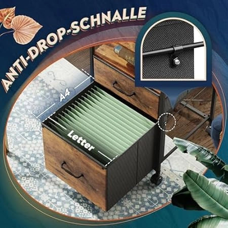 Scrivania con cassetti e ripiano ¨C zephmum ¨C vintage marrone 60x40x45