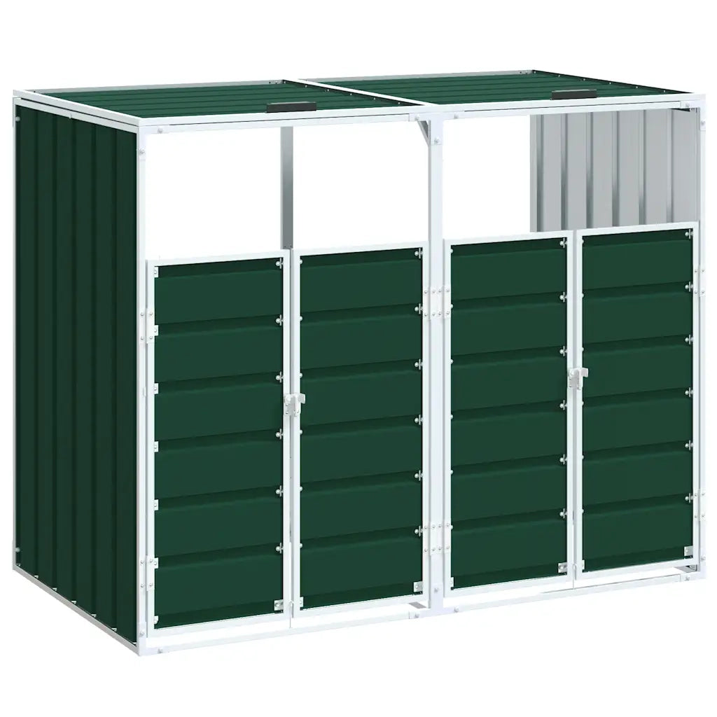 Copribidone con Ruote per 2 Bidoni Verde 144x81x113 cm Acciaio CFW7438769