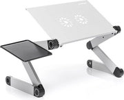 Tavolo da Portatile Multifunzione con Sistema di Ventilazione - Raffreddamento - Pieghevole e Adattabile per Portatile, Cucina, Supporto per Stereo - Grigio Nero