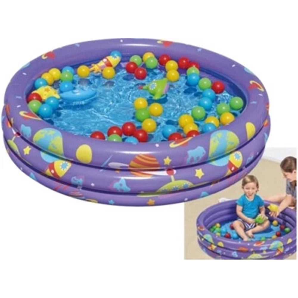 Trade Shop - Piscina Gonfiabile Giardino A 3 Anelli Gioco Per Bambini Con Palline ø 102 Cm 52466 -