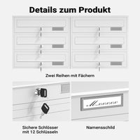Cassetta postale condominiale autoportante 6 posti, bianco, 2 moduli 945 x 270 x 1200 mm