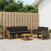 Set di divani da esterno con cuscino 6 pcs Naturale e Nero