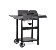 Barbecue a Gas 2 Bruciatori 97,5x49x99h cm Accensione Piezoelettrica in Acciaio Louis Nero