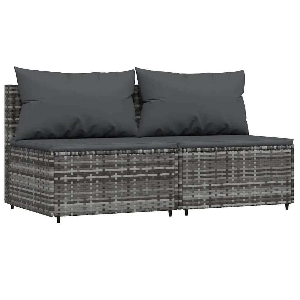 Set Divani da Giardino 3 pz con Cuscini in Polyrattan Grigiocod mxl 106105