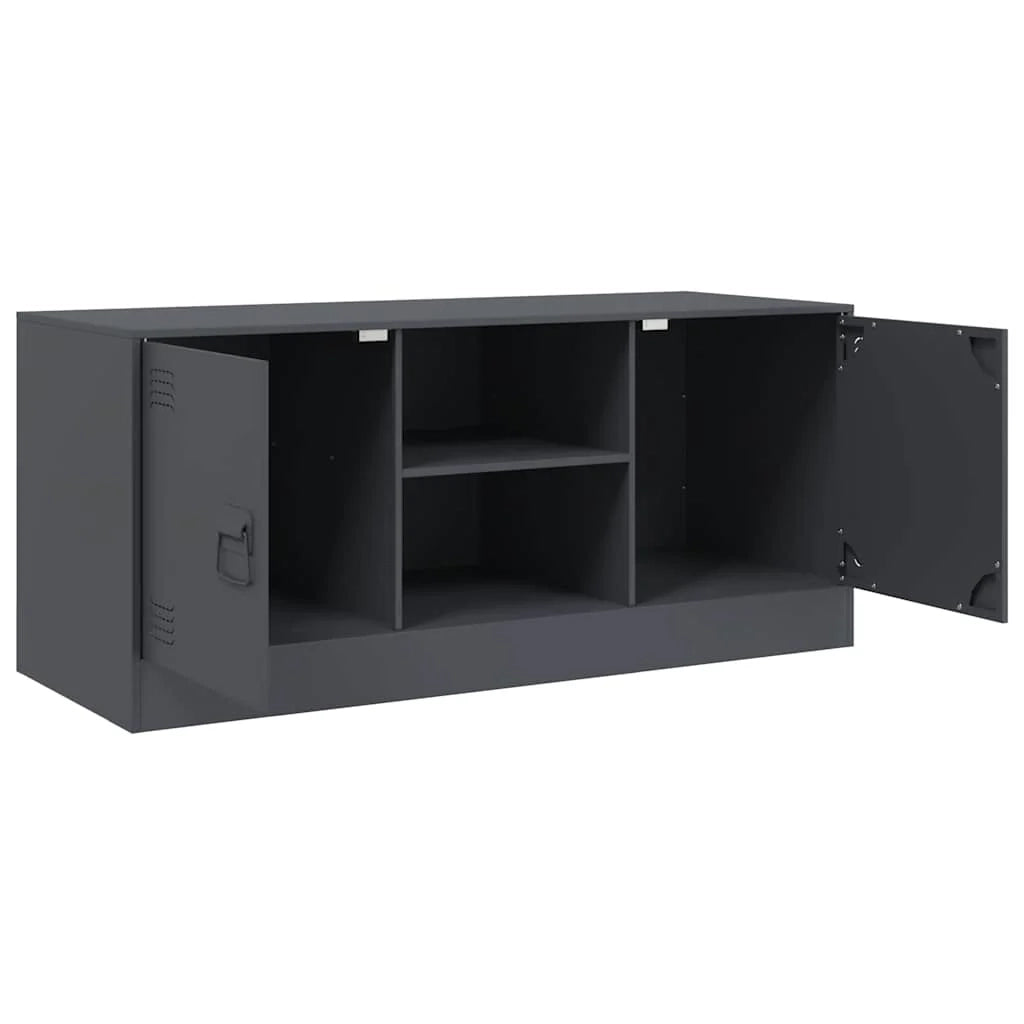 Mobile TV multimediale scaffale TV credenza TV adatto per sala da pranzo soggiorno camera da letto antracite 99 x 39 x 44 cm acciaio antracite 02_0026410