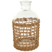 Vaso in vetro e corda in carta marrone d11x19,5h