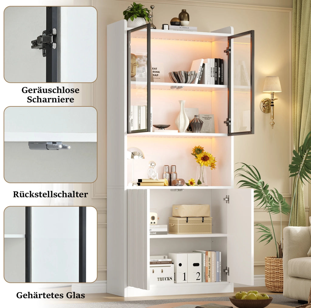 VETRINA LED Bluetooth 160x35x200 cm Bianca Set da 2 pezzi