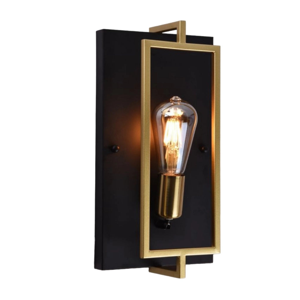 Applique a parete stile retrò lampada a muro in metallo per LED E27 colore nero e bronzo