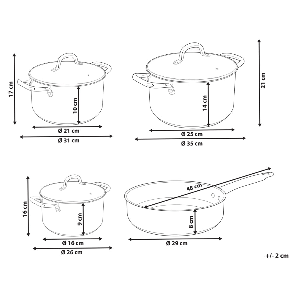 Set di pentole e padelle da 7 pezzi in acciaio inossidabile argento 3 pentole con coperchio e 1 padella