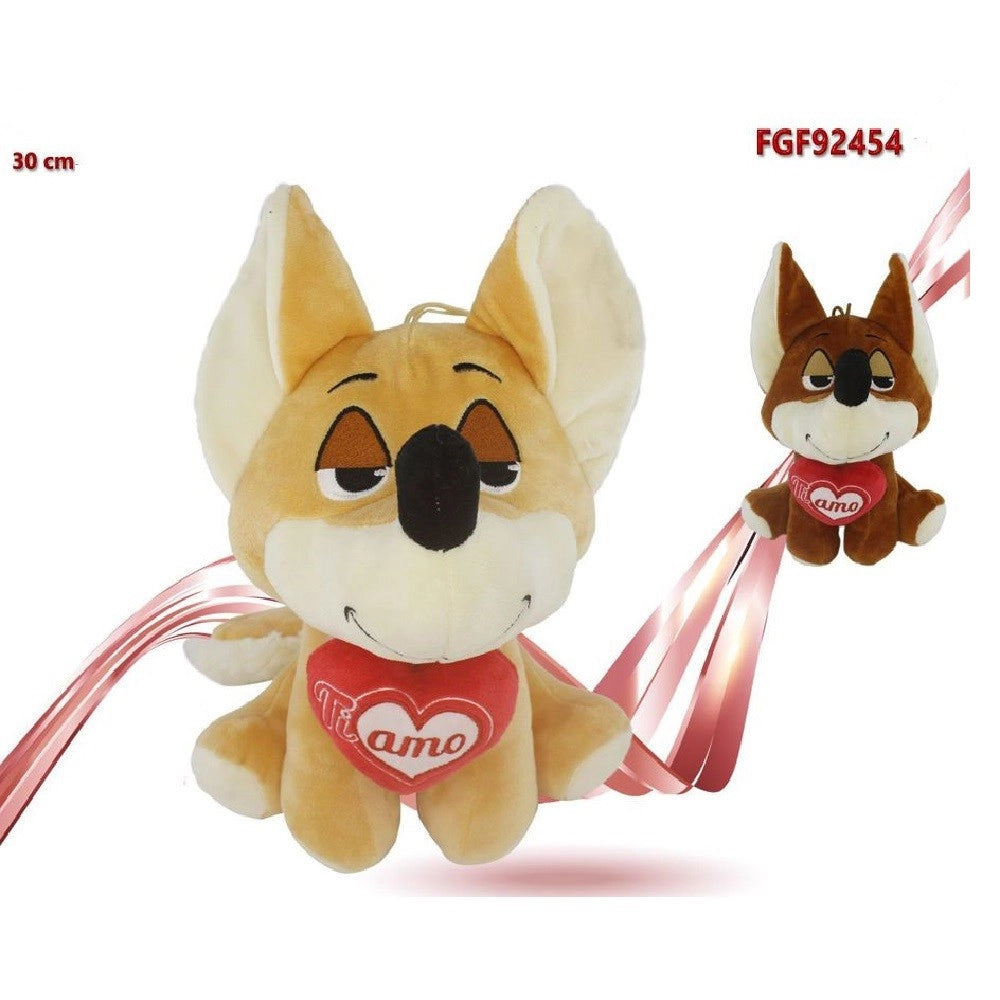 Trade Shop - Volpe 30 Cm Peluche Con Cuore Ti Amo Idea Regalo San Valentino Colori Ass. 92454 -