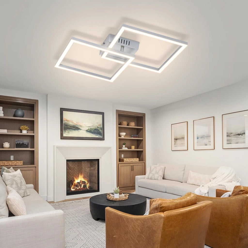 ZMH Plafoniera LED argento 24W 4000K moderna plafoniera quadrata per soggiorno camera da letto corridoio o ufficio