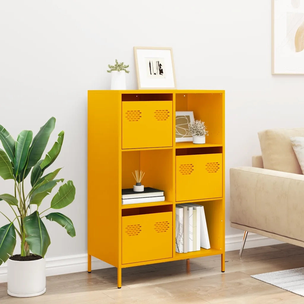 Credenza Giallo Senape 68x39x103,5 cm in Acciaio