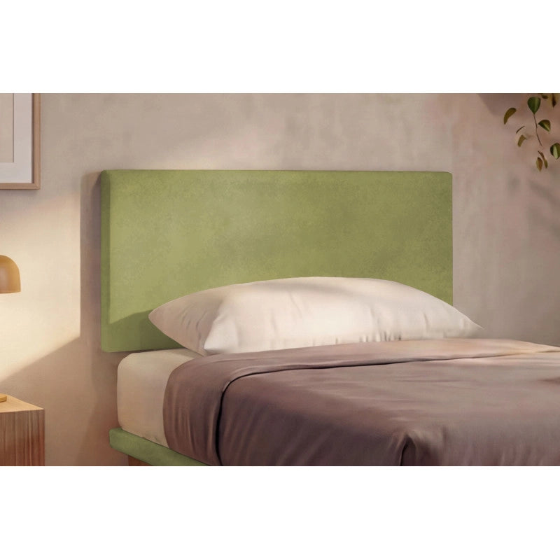 Letto imbottito Singolo 80x190 cm Flat - Con rete,Microfibra,Tè verde