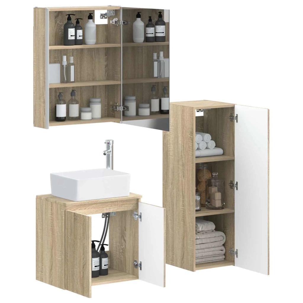 Set di mobili per il bagno 4 pcs Rovere Sonoma 3407449