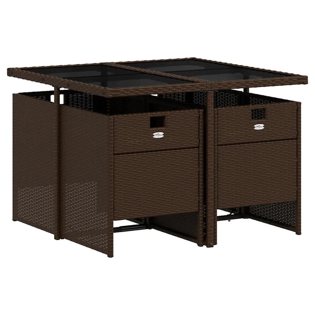 vidaXL Set da Pranzo da Giardino 5pz con Cuscini in Polyrattan Marrone