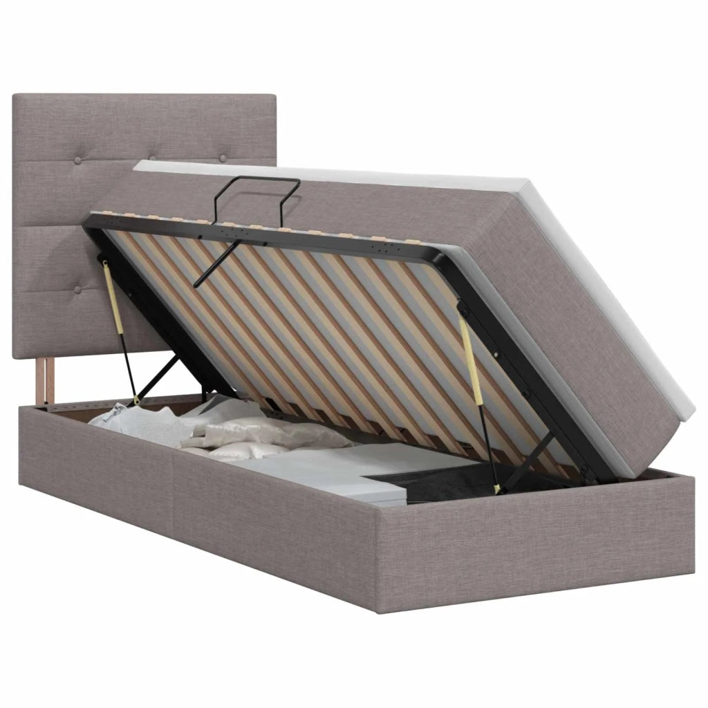 Letto con contenitore e materasso Tortora 90 x 200 cm Tessuto 3459480