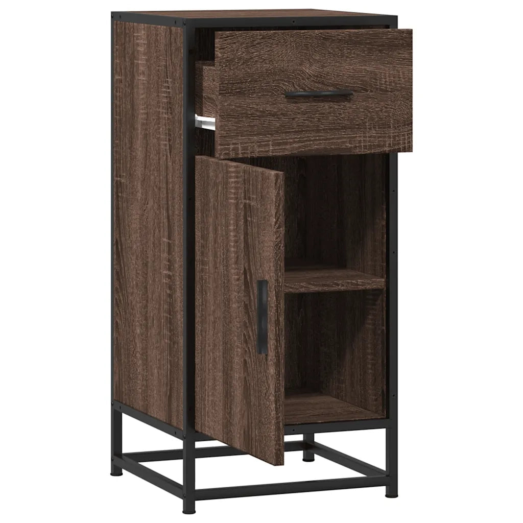 Credenza Rovere Marrone 35,5x35x76 cm in Truciolato e Metallo 848963