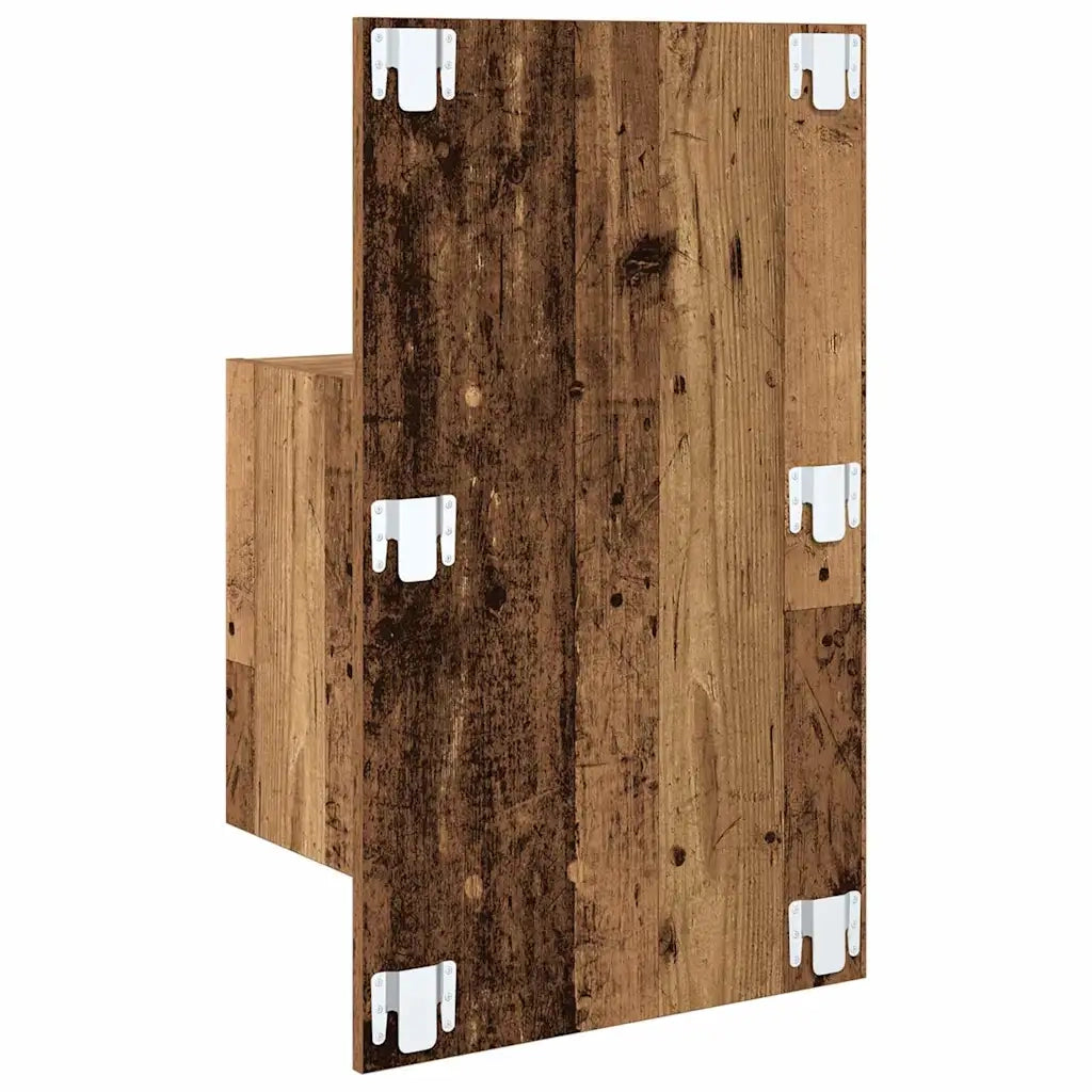 Set di 2 Mobiletto da Comodino | Armadio da Notte | Mobiletto da notte a parete con cassetto Legno vecchio
