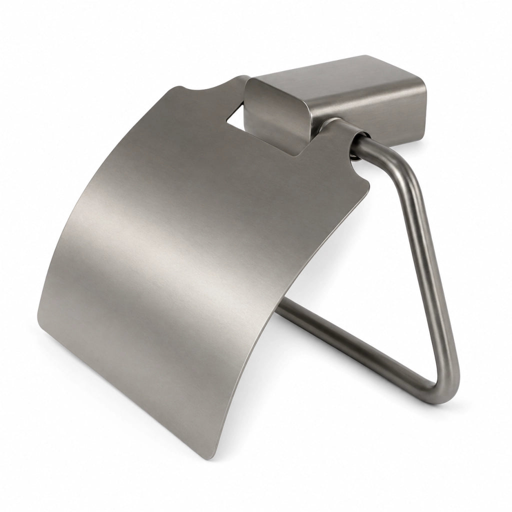 Porta Rotolo Portarotolo Carta Igienica Con Coperchio Grigio Da Muro 87941