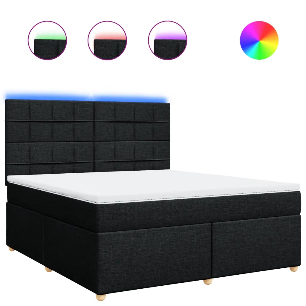 Giroletto a Molle con Materasso Nero 180x200 cm in Tessuto