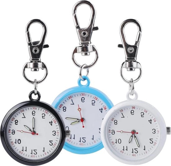Orologi da parete per infermieri - grappe - acciaio inossidabile - orologio da tasca - cerniera - professioni - infermieri e medici - interni - 3 pezzi.