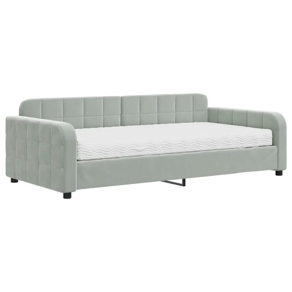 Divano Letto con Materasso Grigio Chiaro 100x200 cm in Velluto 3196912