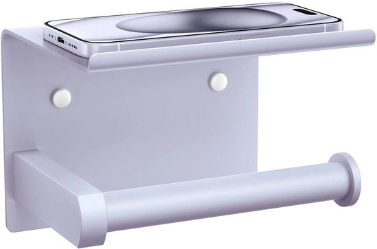 Supporto per carta igienica con piastra, fissaggio ad adesivo o viti, supporto per carta igienica da attaccare al muro, accessori per bagno in acciaio inossidabile (tono lavanda)
