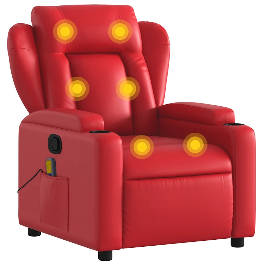 Poltrona Massaggiante | Sedia Relax Reclinabile Rossa in Similpelle