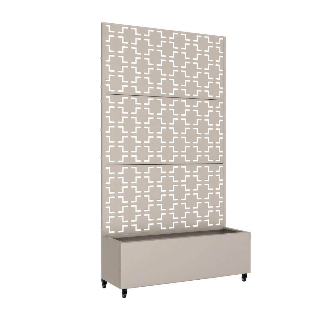 Fioriera con Spalliera Aaskis a Rotelle in Acciaio 190 x 82 x 38 cm - Beige casa.pro