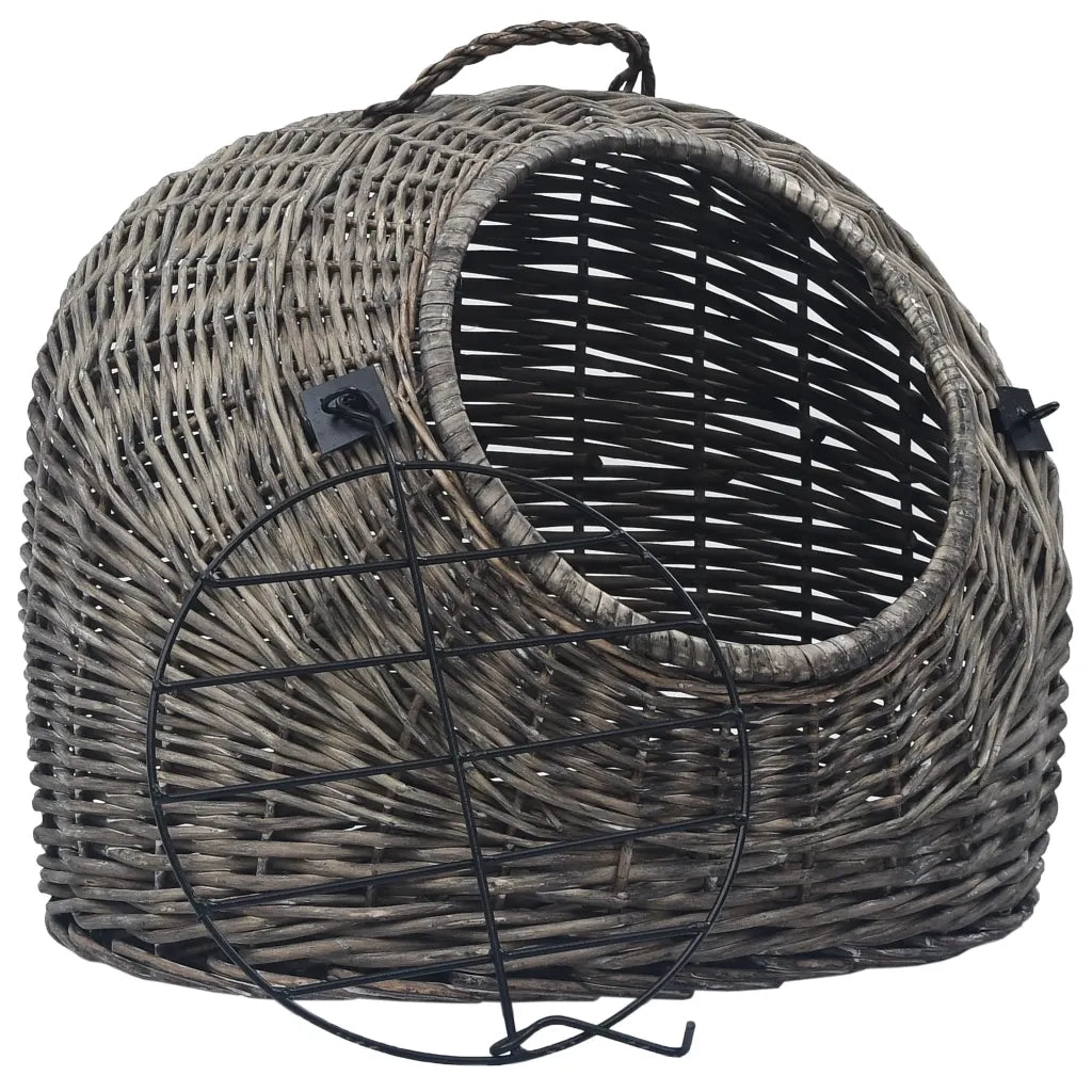 Trasportino per Gatti Grigio 60x45x45 cm in Salice Naturale CFW2197560
