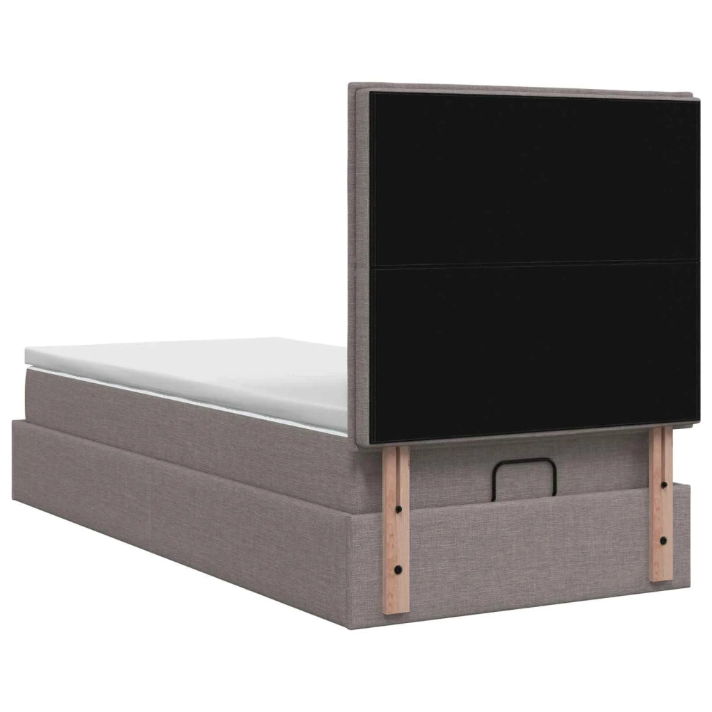 Letto Ottomano con Materasso e LED Tortora 90 x 200 cm Tessuto 3457962