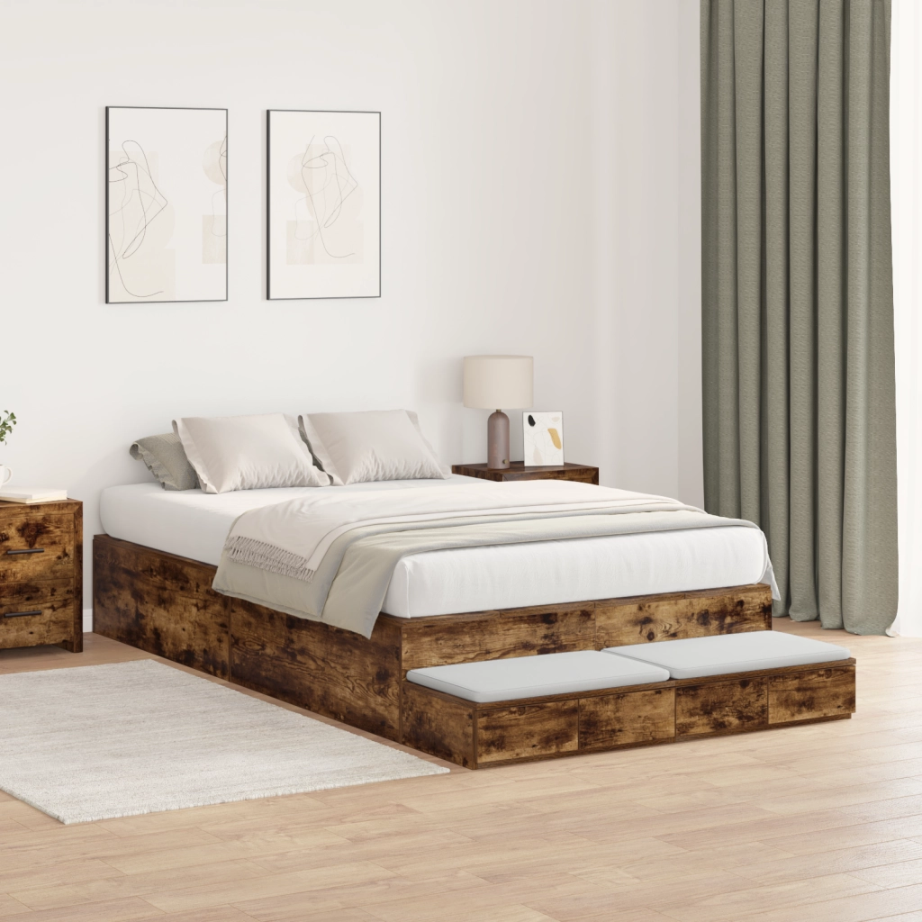 Struttura letto rovere affumicato 120x200 cm