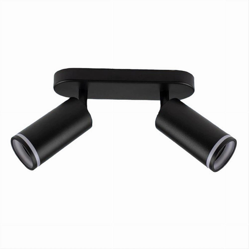 Trade Shop - Applique Plafoniera Orientabile Da Soffitto Parete 2 Diffusori Lampada Gu10 Ts-2 - Nero