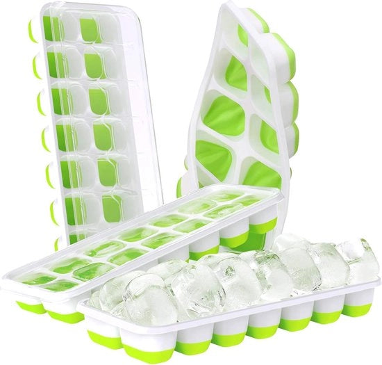 Confezione di 4 contenitori in silicone a forma di cubetto di ghiaccio con coperchio, 56 pezzi, BPA libero.
