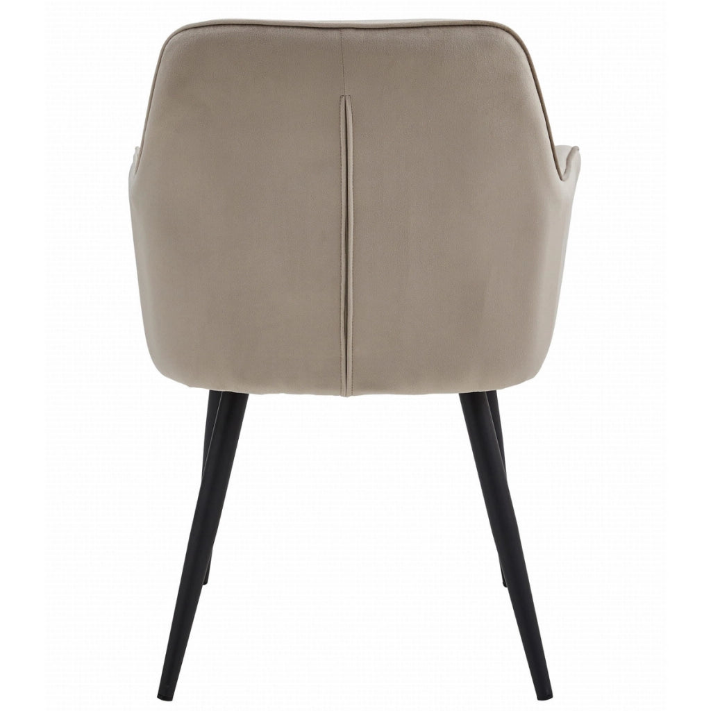 Sedia Jork Velvet con braccioli in velluto beige e gambe nere