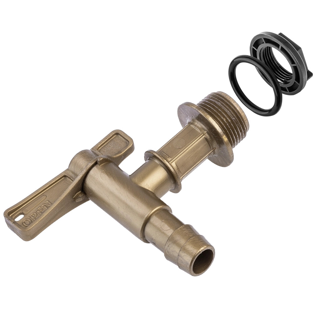 Rubinetto da giardino KADAX 3/4 per serbatoio di acqua piovana con valvola a barilotto.