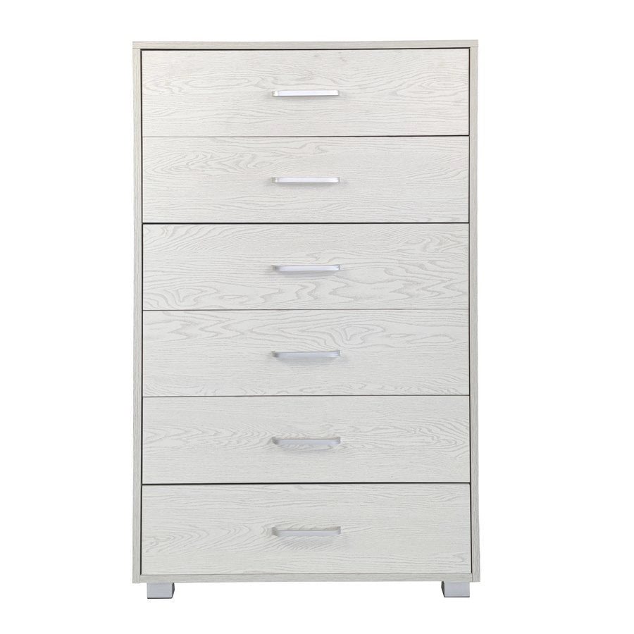 Mobile cassettiera 6 cassetti 68x40x115 cm in legno Rovere sbiancato