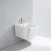 Bidet Sospeso YJ-1383 in Ceramica Bianco Lucido dal Design Squadrato