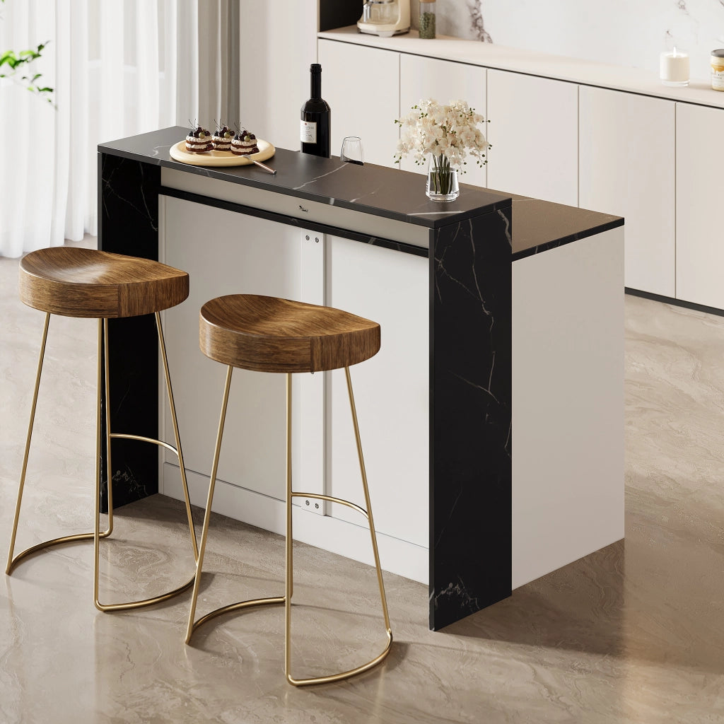 Mobile contenitore con piano rialzato - per cucina - in MDF - 120×80×100 cm - bianco e nero