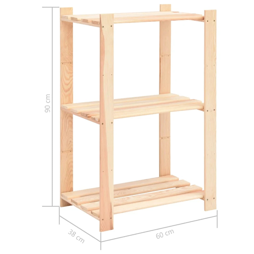 Scaffali portaoggetti a 3 livelli 5 pezzi 60 x 38 x 90 cm pino 150 kg beige 02_0045725