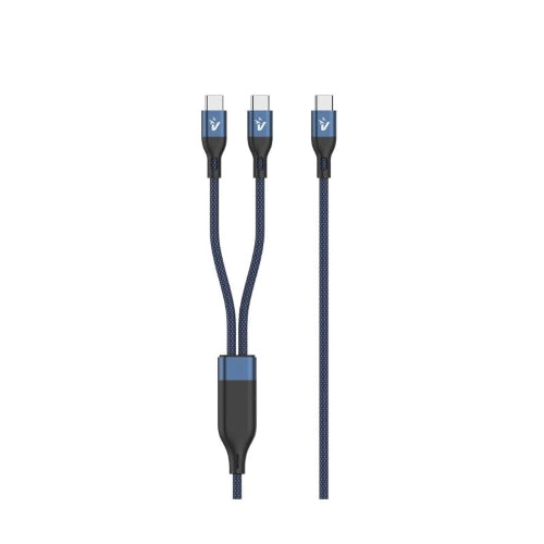 CAVO SMARTPHONE VULTECH IN NYLON TYPE-C TO 2 TYPE-C 1,2M 5.0A 100W - COLORE BLU - CS-NCCC12BL