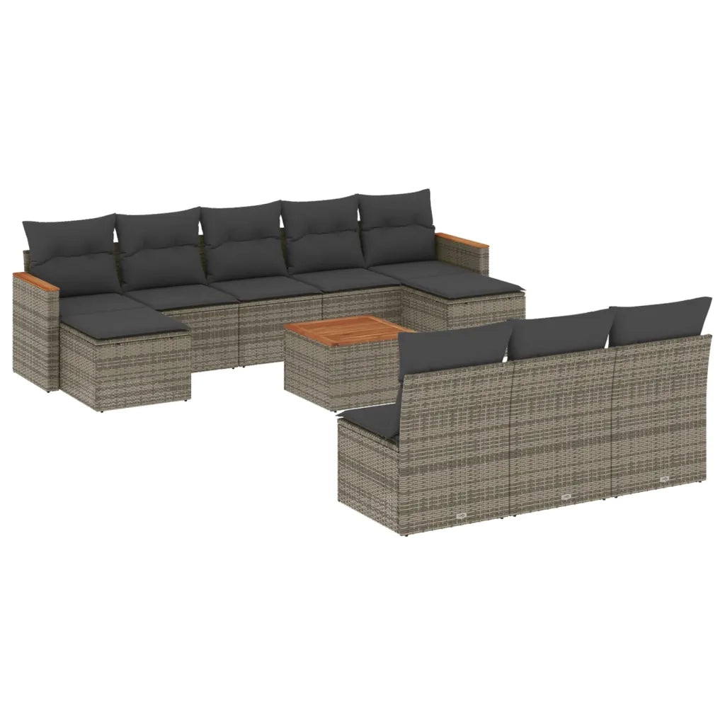 Set Divani da Giardino 11 pz con Cuscini in Polyrattan Grigiocod mxl 112472
