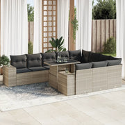 vidaXL Set Divani da Giardino 11 pz con Cuscini in Polyrattan Grigio