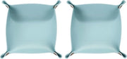 Borsa da viaggio in PU pelle 2 pezzi, cassetti porta oggetti, orologio, portafoglio, portachiavi, contenitore per gioielli, blu chiaro, ripiegabile, universale
