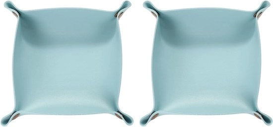 Borsa da viaggio in PU pelle 2 pezzi, cassetti porta oggetti, orologio, portafoglio, portachiavi, contenitore per gioielli, blu chiaro, ripiegabile, universale