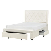 Letto matrimoniale contenitore tappezzeria in velluto beige 140 x 200 cm trapuntato testiera alta cassetti Glam Design