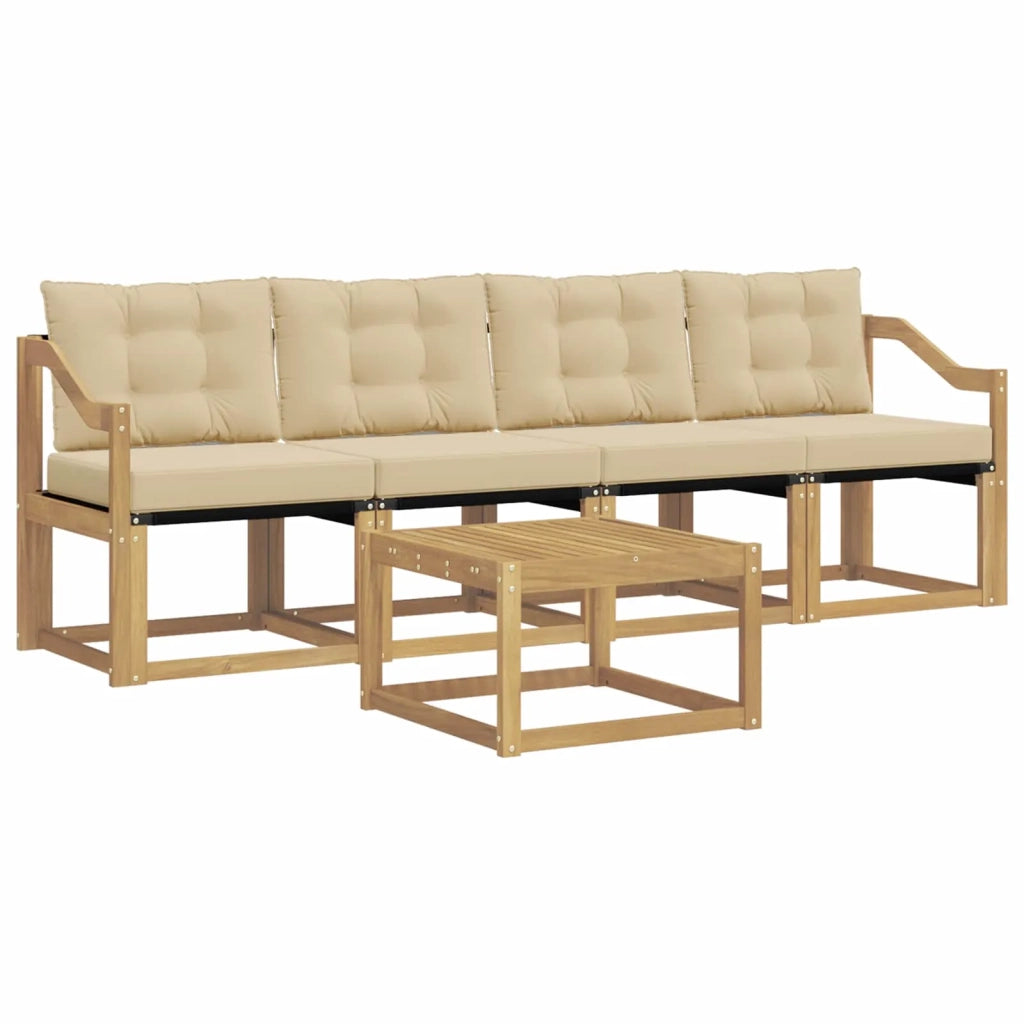 Set di divani da esterno 5 pz Bianco e Beige 3389199